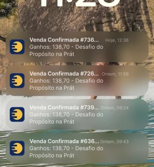 Notificações de vendas confirmadas do Desafio, R8,70 cada